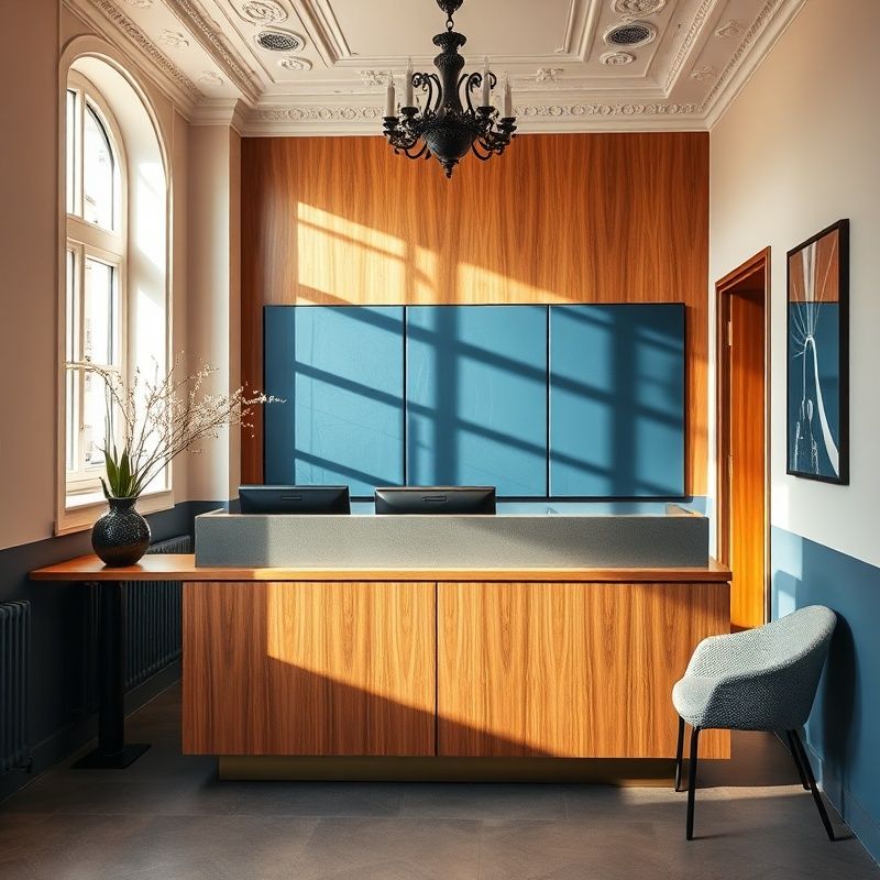 Přátelská recepce v kanceláři Dílny Plzeň s indigo panely